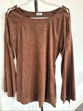 Flava  Faux Suede Long Sleeve Top or Mini Dress NWOT Size L